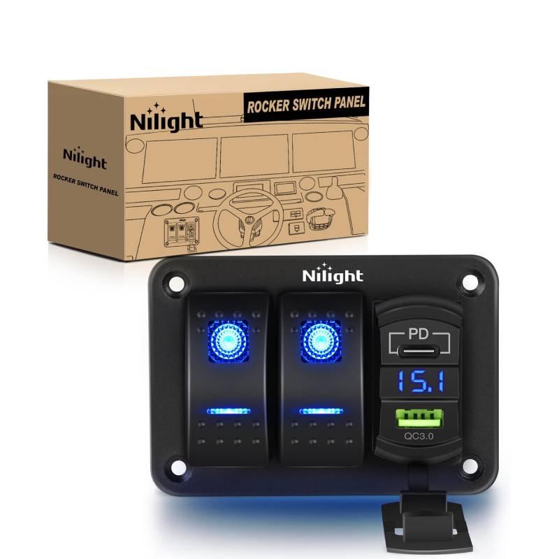 Nilight 4 Gang Rocker Switch Box 12V SPST ON Off Switch PD Type C and QC  3.0 USB Charger Voltmeter Waterproof Aluminum Rocker Switch Panel DIY  Stickers for Boats Cars RVs Trucks
