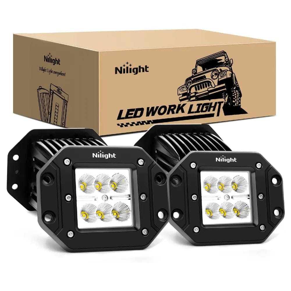 4.8 Inch 18W Flush Mount Flood LED Work Lights 2 Pairs Nilight