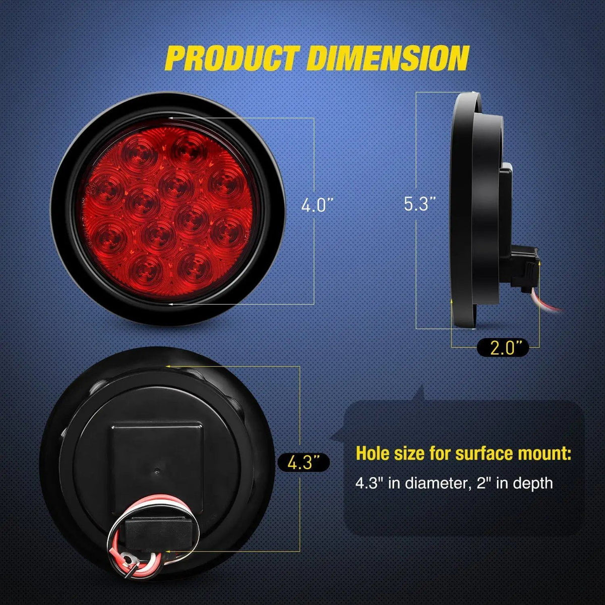 4 Inch Red Round 12Leds Tail Light (Pair) – Nilight