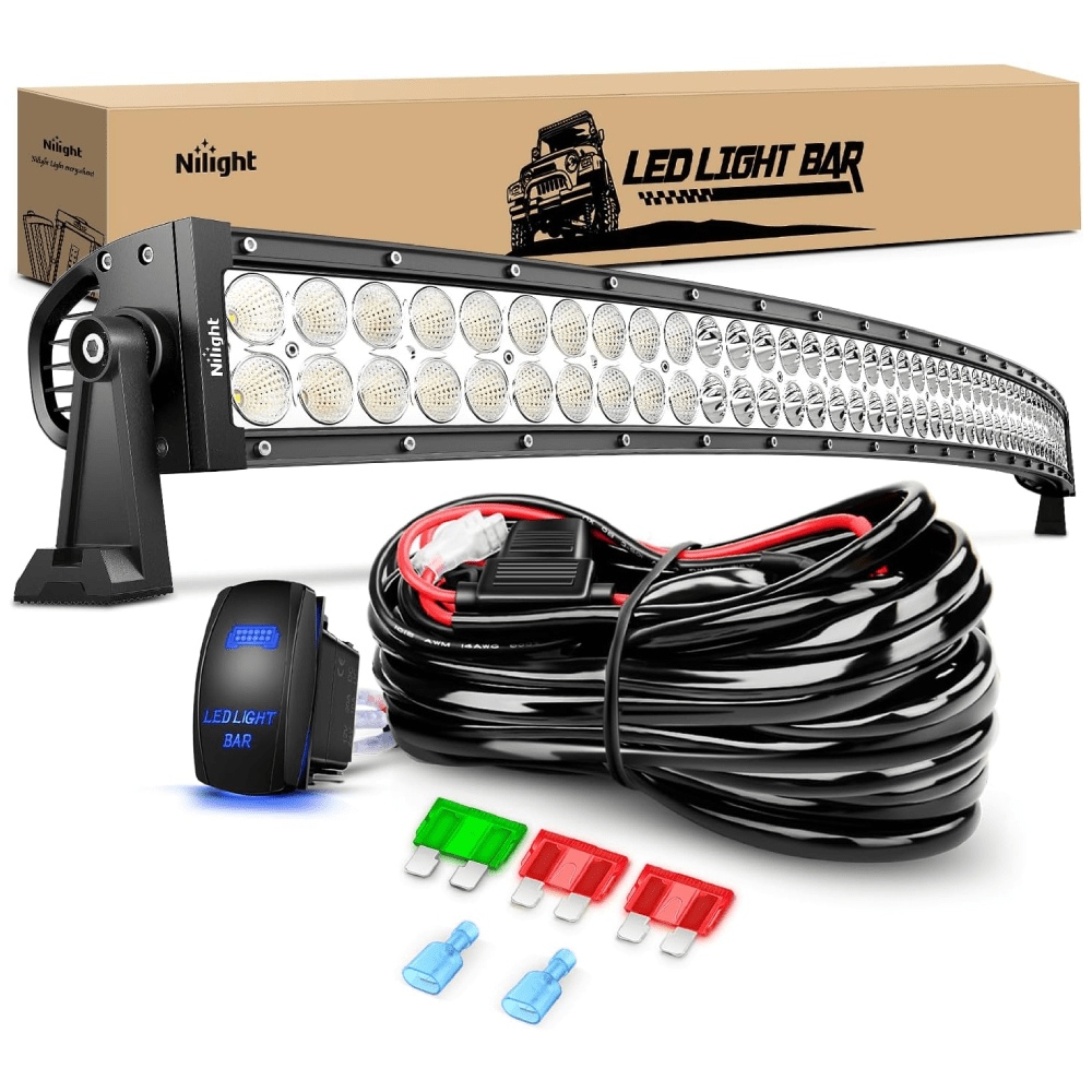 Nilight LED Light Bar 2PCS 18W Spot Led Off Road Lights 12V 5Pin Rocker  Switch LED Light Bar Wiring Harness Kit , 2 Years Warranty