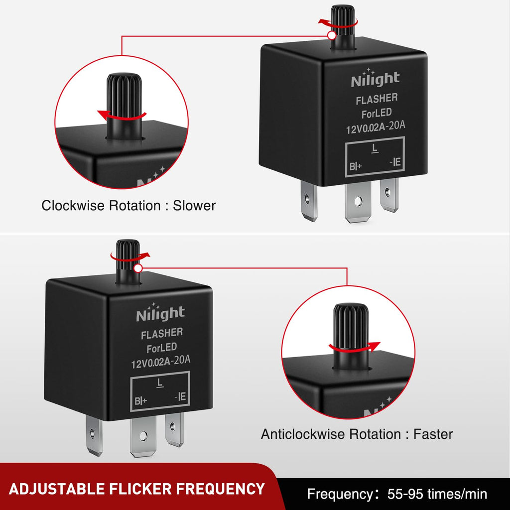 4 Pcs Flasher Relay Adjustable 3 Pin CF13 JL-02 Electronic Blinker Rel –  Nilight