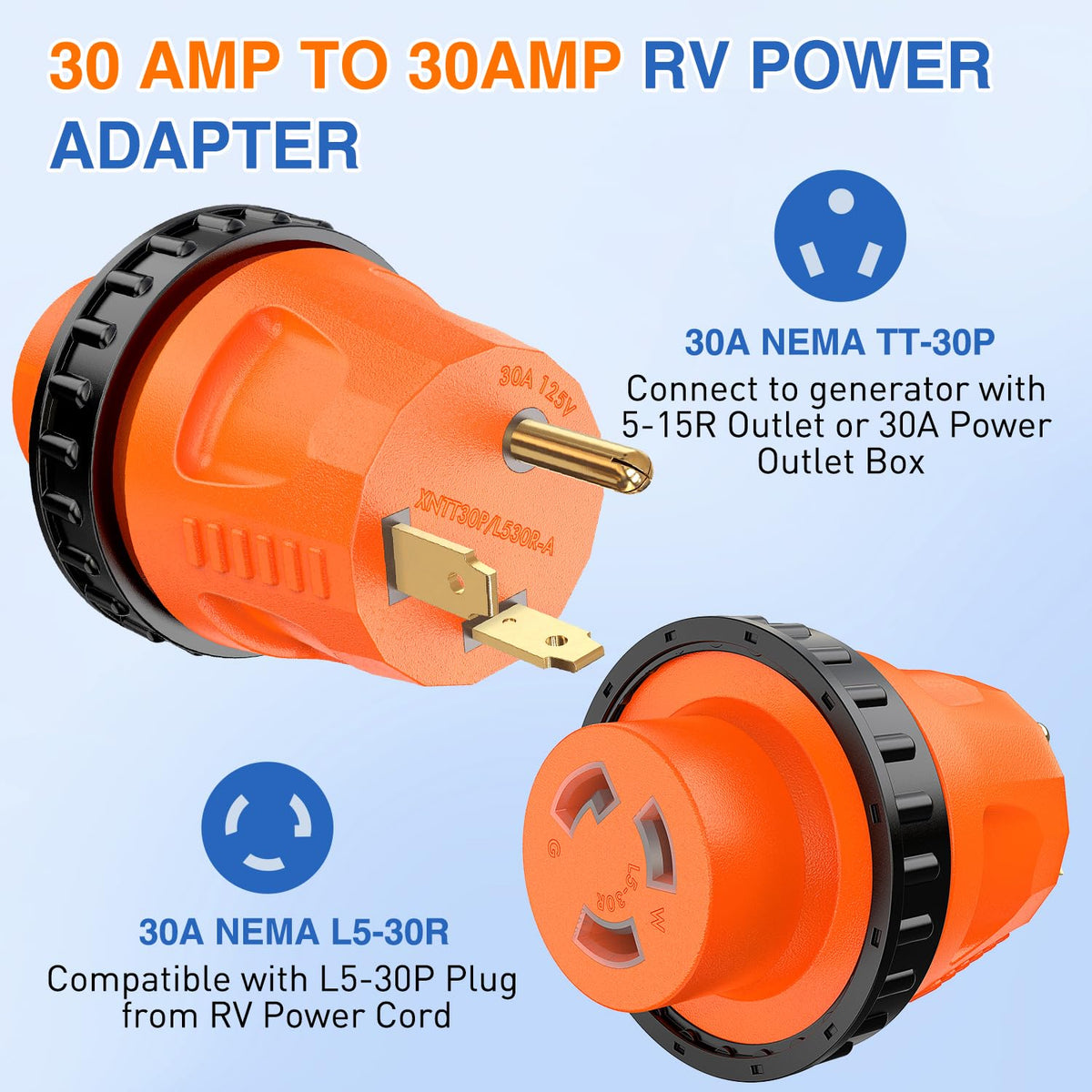 30Amp Male to 30Amp Twist Lock Female RV Power Adapter – Nilight