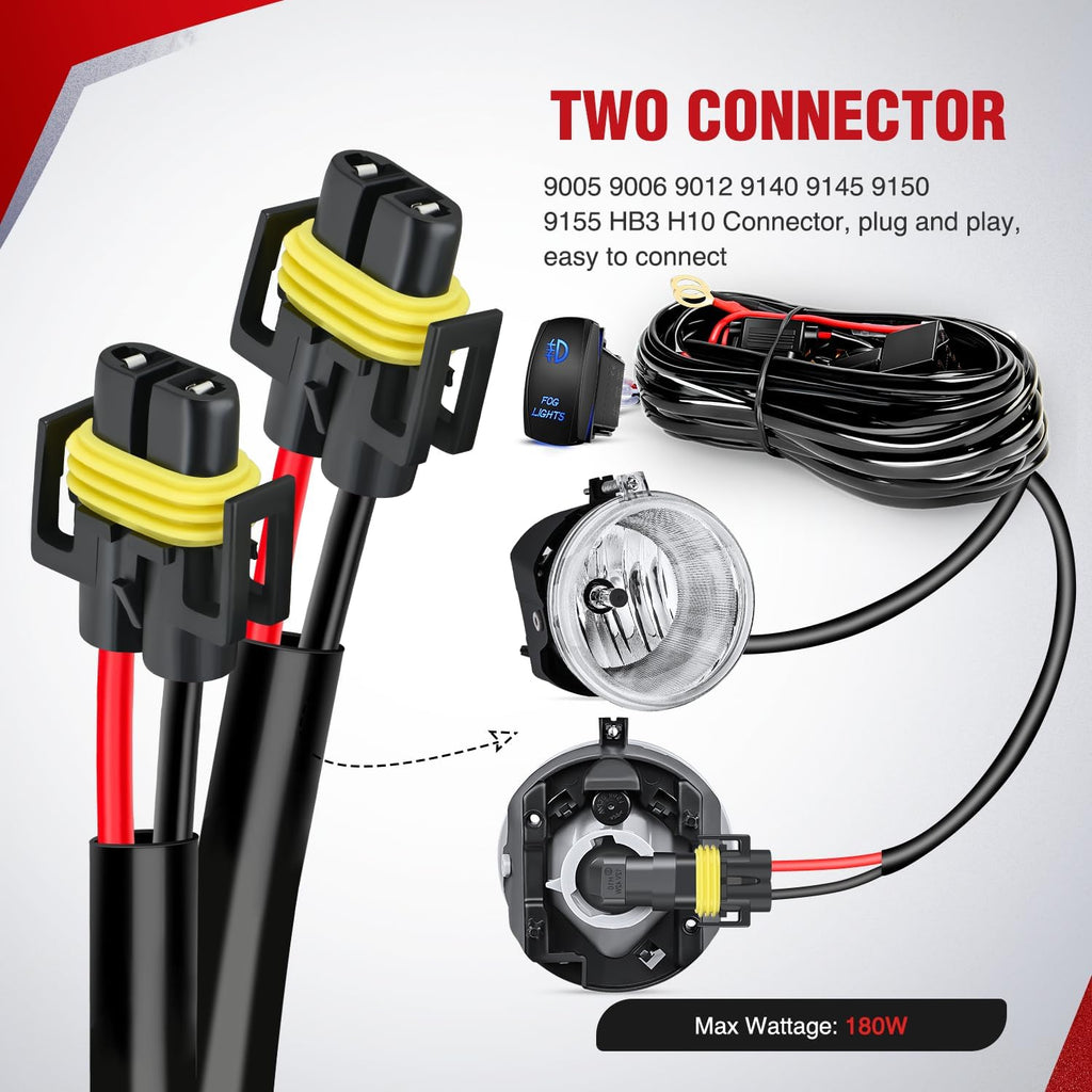 Fog Light Adapter Cable, 2 Pieces Headlight Fog Light Extension Wiring  Harness Sockets Plug Wire Headlight : : Automotive
