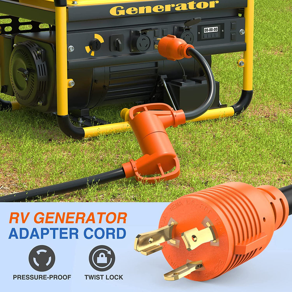 3 Prong 30AMP to 30AMP RV Generator Adapter Cord – Nilight