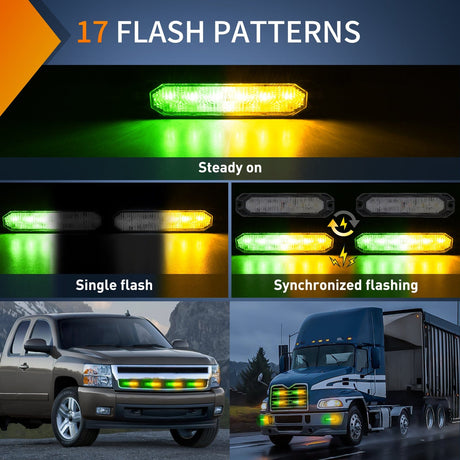 6 LED Emergency Strobe lights Universal For 12V-24V Vehicles Nilight