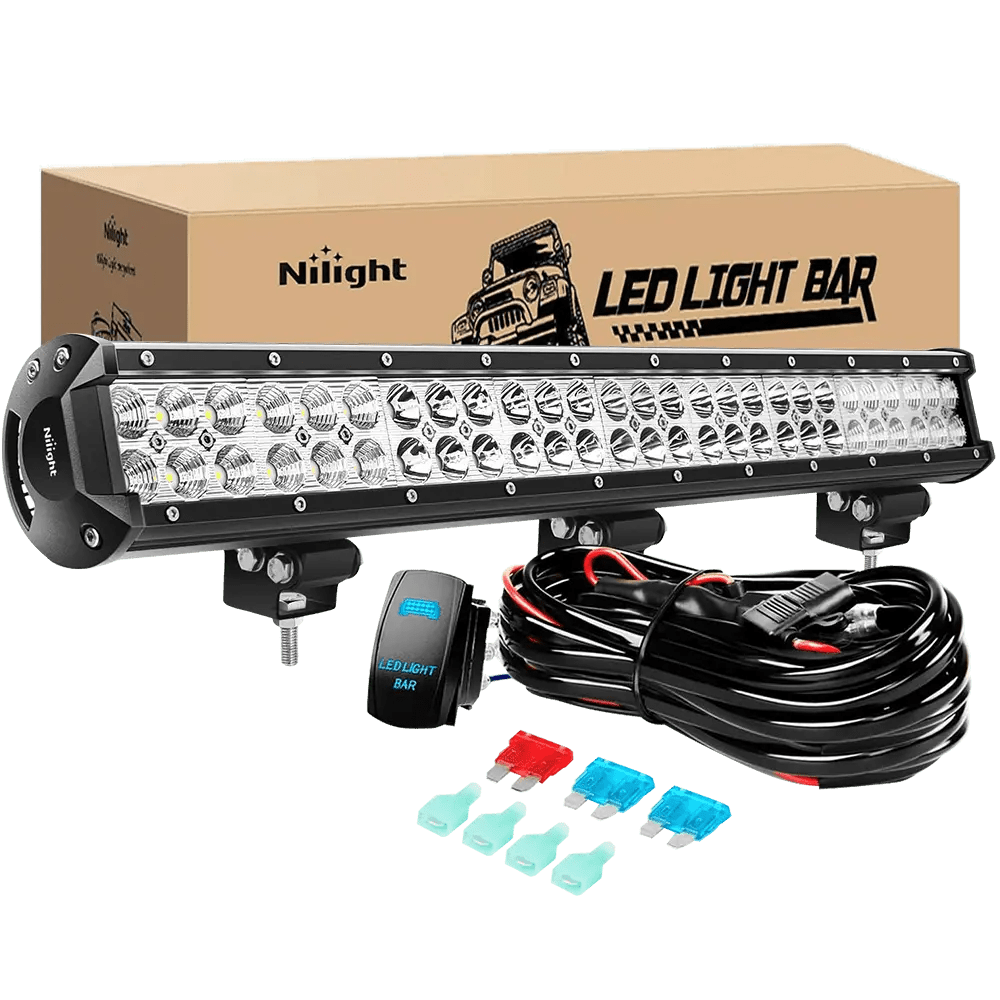 25 Inch 162W Double Row Spot Flood LED Light Bar 12FT Wire 5Pin