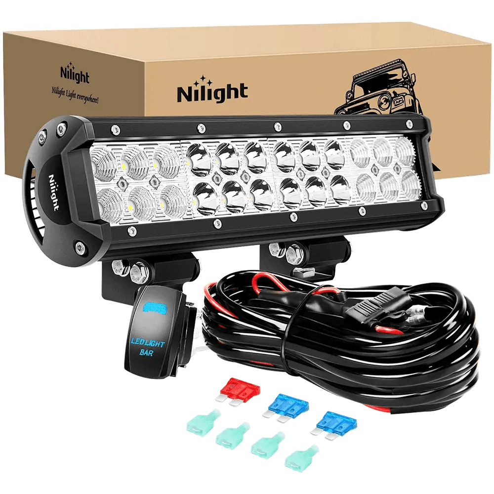 12 Inch 72W Double Row Spot Flood Led Light Bar | 16AWG Wire 5Pin Switch