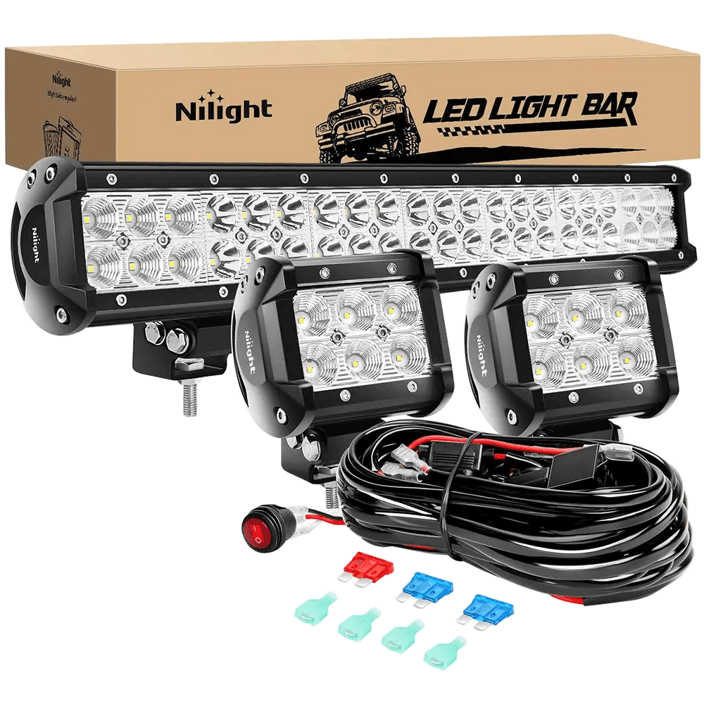 20 Inch 126W Double Row Spot Flood Led Light Bars 2Pcs 4 Inch