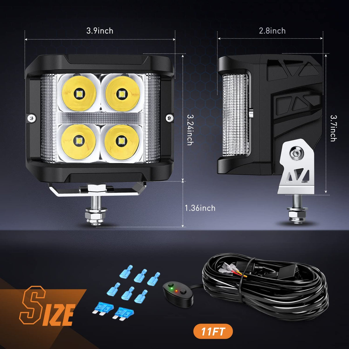 4 Inch 26W 2830LM Side Shooter DRL Spot Flood LED Pods (Pair