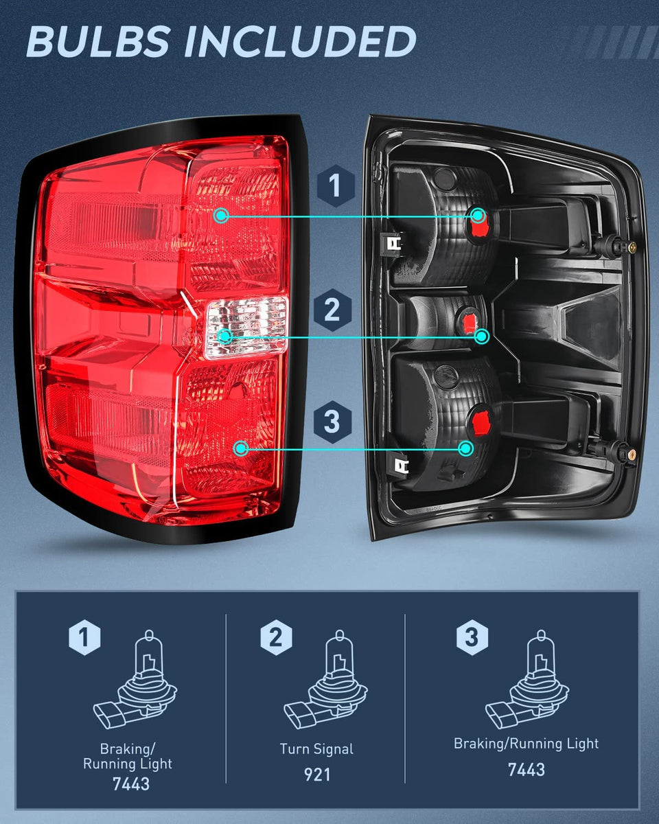 2014-2019 Chevy Silverado 1500 2500HD 3500HD 2015-2019 GMC Sierra 3500HD  2019 Silverado 1500LD Taillight Assembly Rear Lamp Driver Side