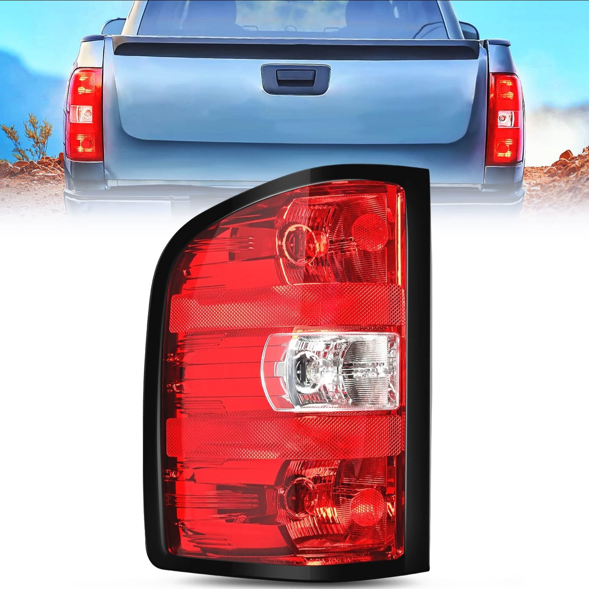 2007-2014 Chevy Silverado 1500 2500HD 3500HD 2007-2013 GMC Sierra 3500HD  Taillight Assembly Rear Lamp w/Bulbs and Harness Driver Side