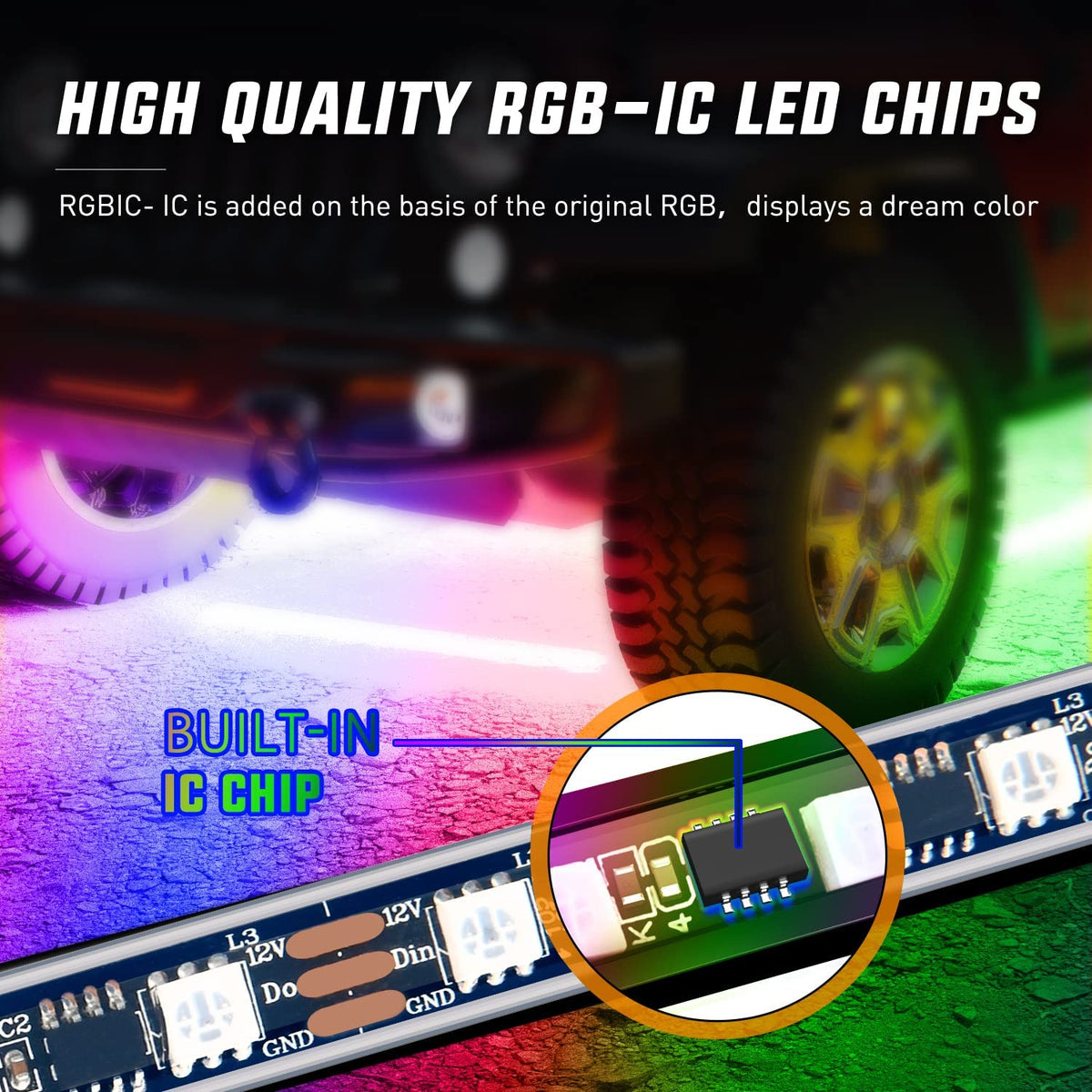 300Leds RGBIC Underglow Neon APP Remote Control Led Strip Light 6PCS