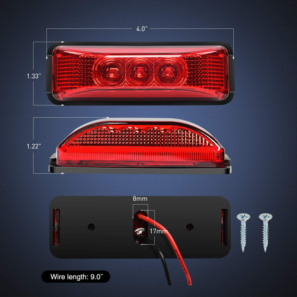 3.9 Inch Amber Red LED Fender/Side Marker Light (10 Pcs) – Nilight