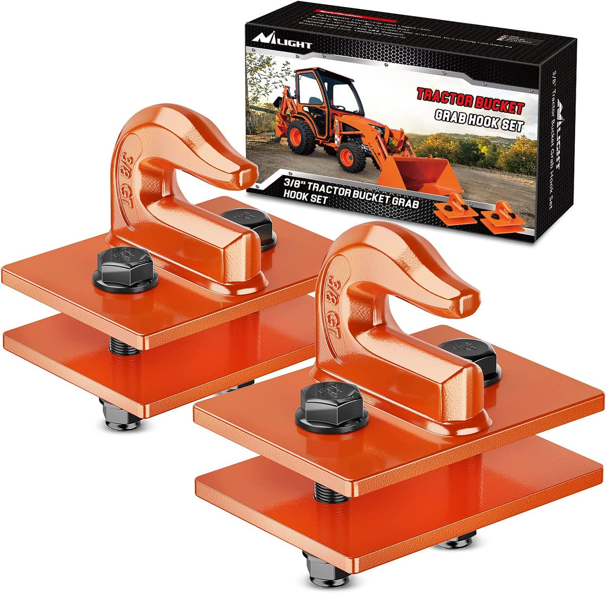 Nilight Tractor Bucket Grab Hook 3/8 Orange (Pair)