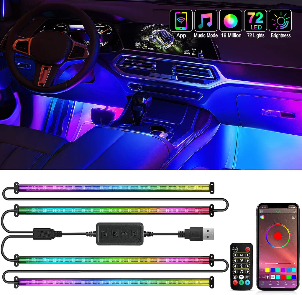 LED Light Strips For Car Neon Lighting Door Decor Multi-colored with Remote  Control