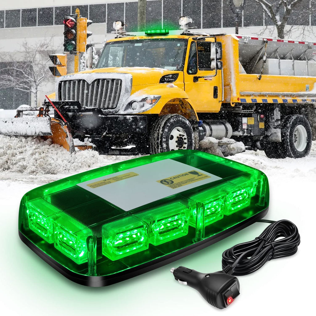 LED Hideaway Strobe Lights - Mini Emergency Vehicle LED Warning Lights w/ Built-in Controller - Surface Mount - 360 Degree Green
