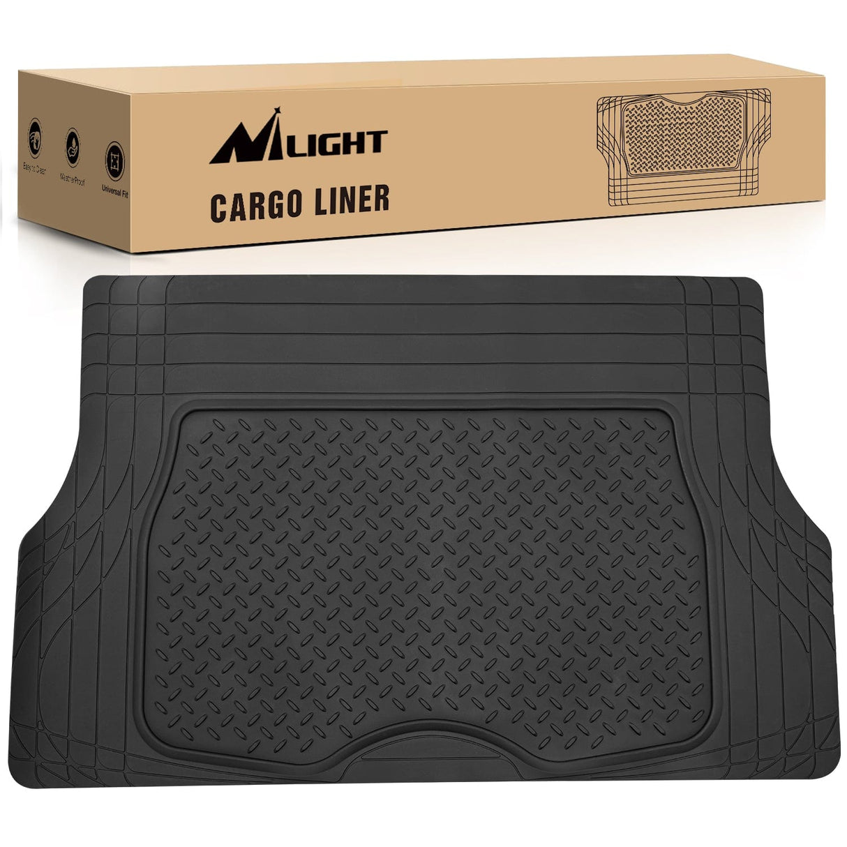 50X31 Inch Rubber Cargo Mats Universal Trim to fit Most Vehicles Nilight