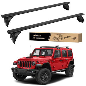 2007-2018 Jeep Wrangler JK 2018-2024 Jeep Wrangler 2019-2024 Jeep Gladiator JT Roof Rack Cross Bars Aluminum Anti-Theft Lock Nilight