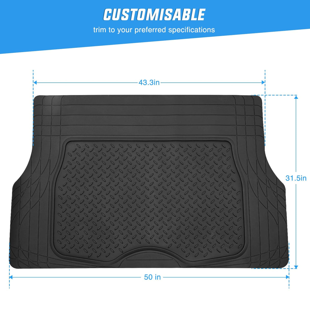 50X31 Inch Rubber Cargo Mats Universal Trim to fit Most Vehicles Nilight