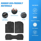 3Pcs Rubber Cargo Mats Universal Trim to fit Most Vehicles Nilight