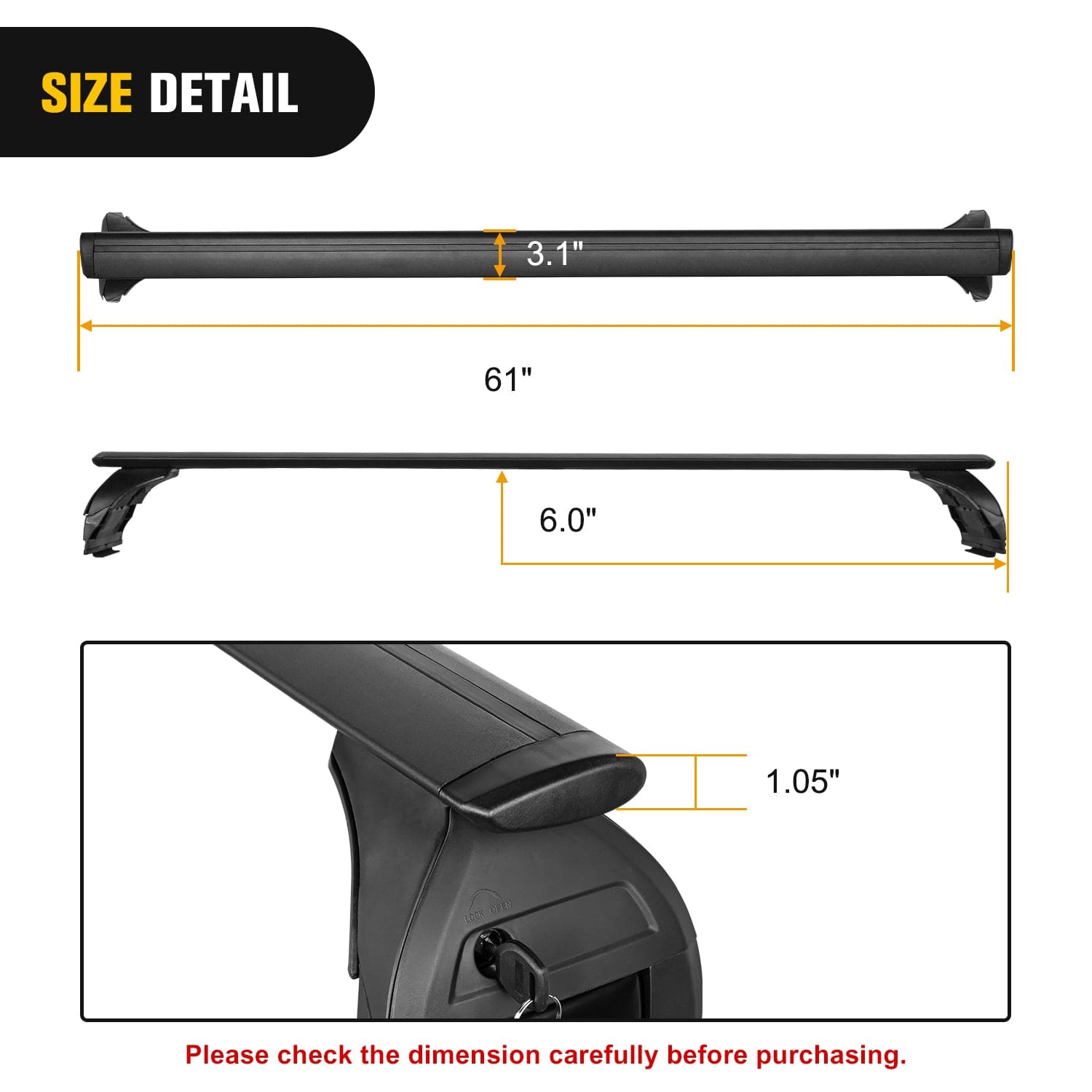 2007-2018 Jeep Wrangler JK 2018-2024 Jeep Wrangler 2019-2024 Jeep Gladiator JT Roof Rack Cross Bars Aluminum Anti-Theft Lock Nilight