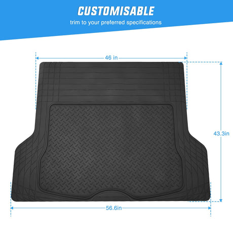 56X43 Inch Rubber Cargo Mats Universal Trim to fit Most Vehicles Nilight