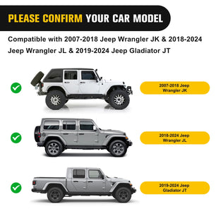 2007-2018 Jeep Wrangler JK 2018-2024 Jeep Wrangler 2019-2024 Jeep Gladiator JT Roof Rack Cross Bars Aluminum Anti-Theft Lock Nilight