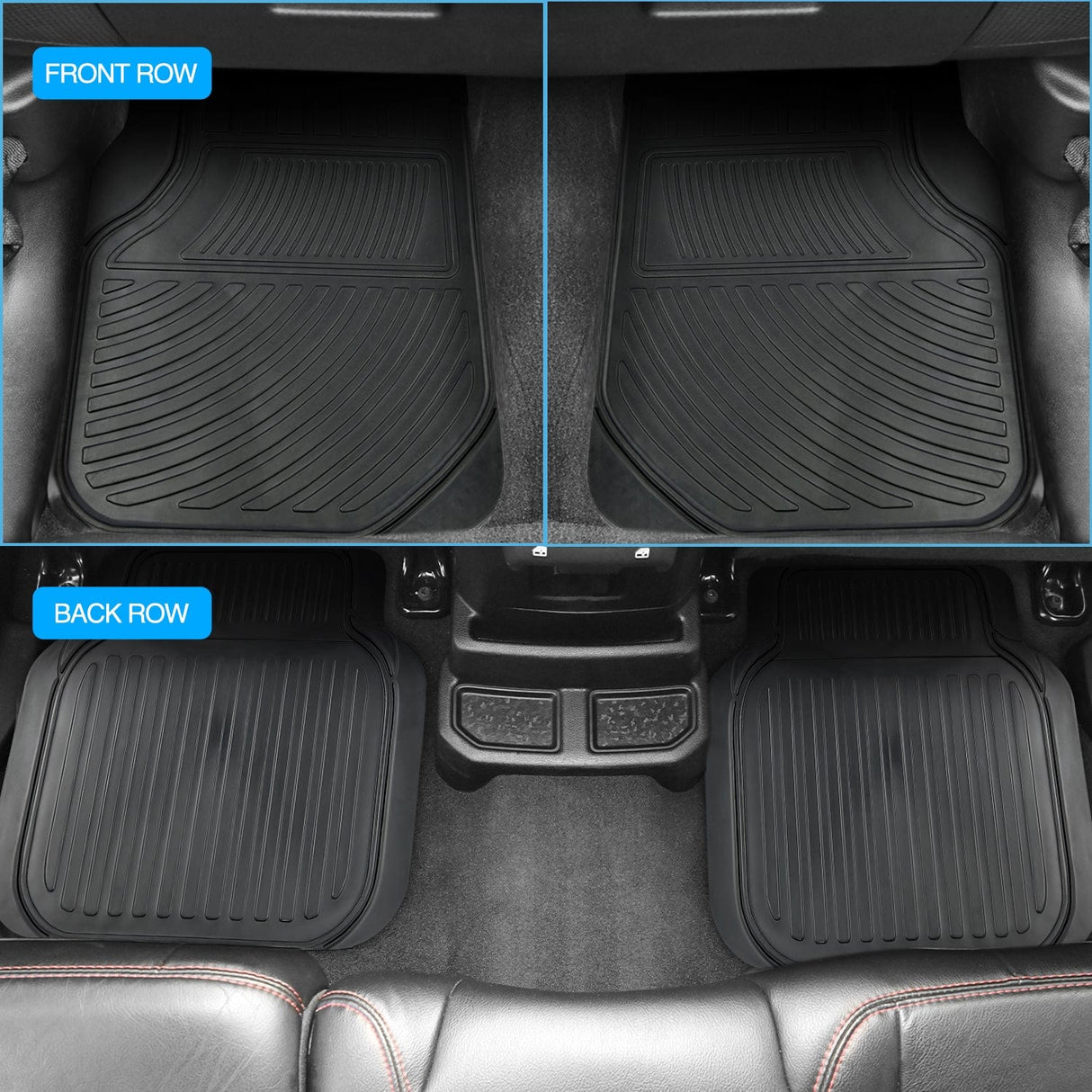 4Pcs Rubber Cargo Mats Universal Trim to fit Most Vehicles