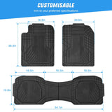 3Pcs Rubber Cargo Mats Universal Trim to fit Most Vehicles Nilight