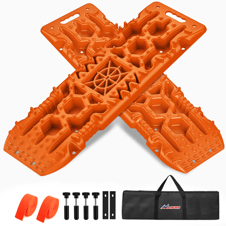 Off-Road Recovery Traction Boards For 4WD 4X4 with Jack Lift & Carry Bag (Orange) Nilight