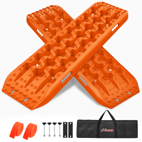 Off-Road Recovery Traction Boards For 4WD 4X4 with 2PCS Mounting kit Zipper Bag 2 leashes (Orange) Nilight