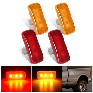 4 PCS 3 LED Red Amber Wheel Fender Side Marker Lights Nilight