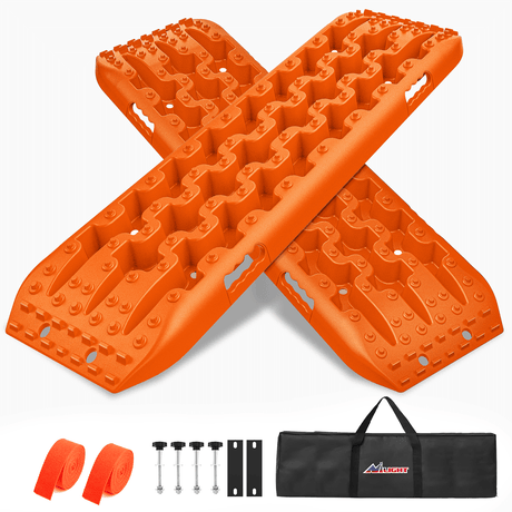 Off-Road Recovery Traction Boards For 4WD 4X4 with 2PCS Mounting kit Zipper Bag 2 leashes (Orange) Nilight