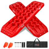 Off-Road Recovery Traction Boards For 4WD 4X4 with 2PCS Mounting kit Zipper Bag 2 leashes (Red) Nilight