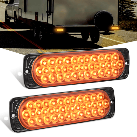 7.5 Inch Aluminum Housing Tail Light 2 PCS 36 LED Amber Left Right Turn Signals Marker Light Nilight