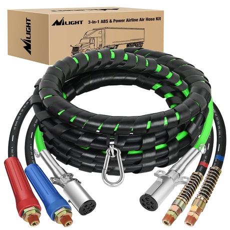 15FT 3-in-1 ABS Electrical Cord Cable & Rubber Air Power Line Hose Kit Nilight