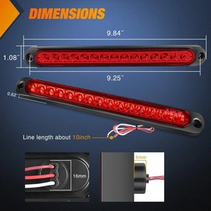 10 Inch 15 LEDs Red Trailer Light Bar (Pair) Nilight