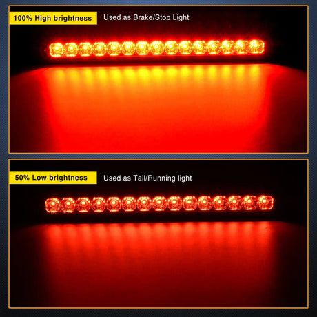 10 Inch 15 LEDs Red Trailer Light Bar (Pair) Nilight