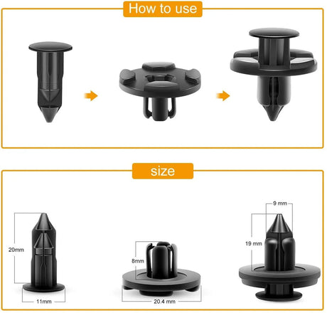 retainer clips 100 Pcs Hole 8mm Car Push Retainer Clips Kits For OEM Replacement 01553-09321