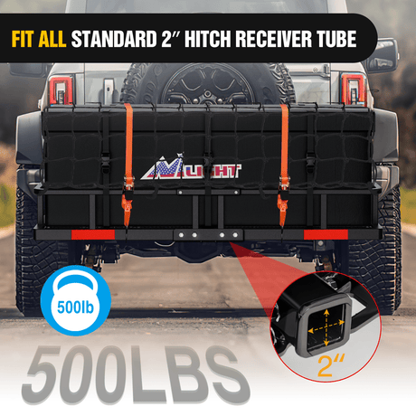 60 x 24 x 7.87 Inch Hitch Cargo Carrier Fits 2-Inch Receiver With Waterproof Cargo Bag Cargo Net Ratchet Straps Nilight