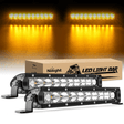 11 Inch 50W Amber Slim Flood Led Light Bar | 2 Style Mounts (Pair) Nilight