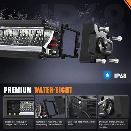 12.2 Inch 45W 4980LM Anti-Glare Slim Spot Flood LED Light Bar (Pair) | 16AWG DT Wire Nilight