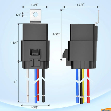 Accessories 5Pack 5Pin SPDT 12V Relay W/ 12AWG Tinned Copper Wires