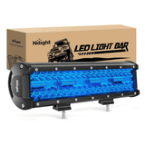 12 Inch 240W 30000LM Blue Triple Row Spot/Flood Led Light Bar Nilight