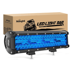 12 Inch 240W 30000LM Blue Triple Row Spot/Flood Led Light Bar