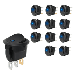 12Pcs 12V 20A Round Blue LED SPST Toggle Switch