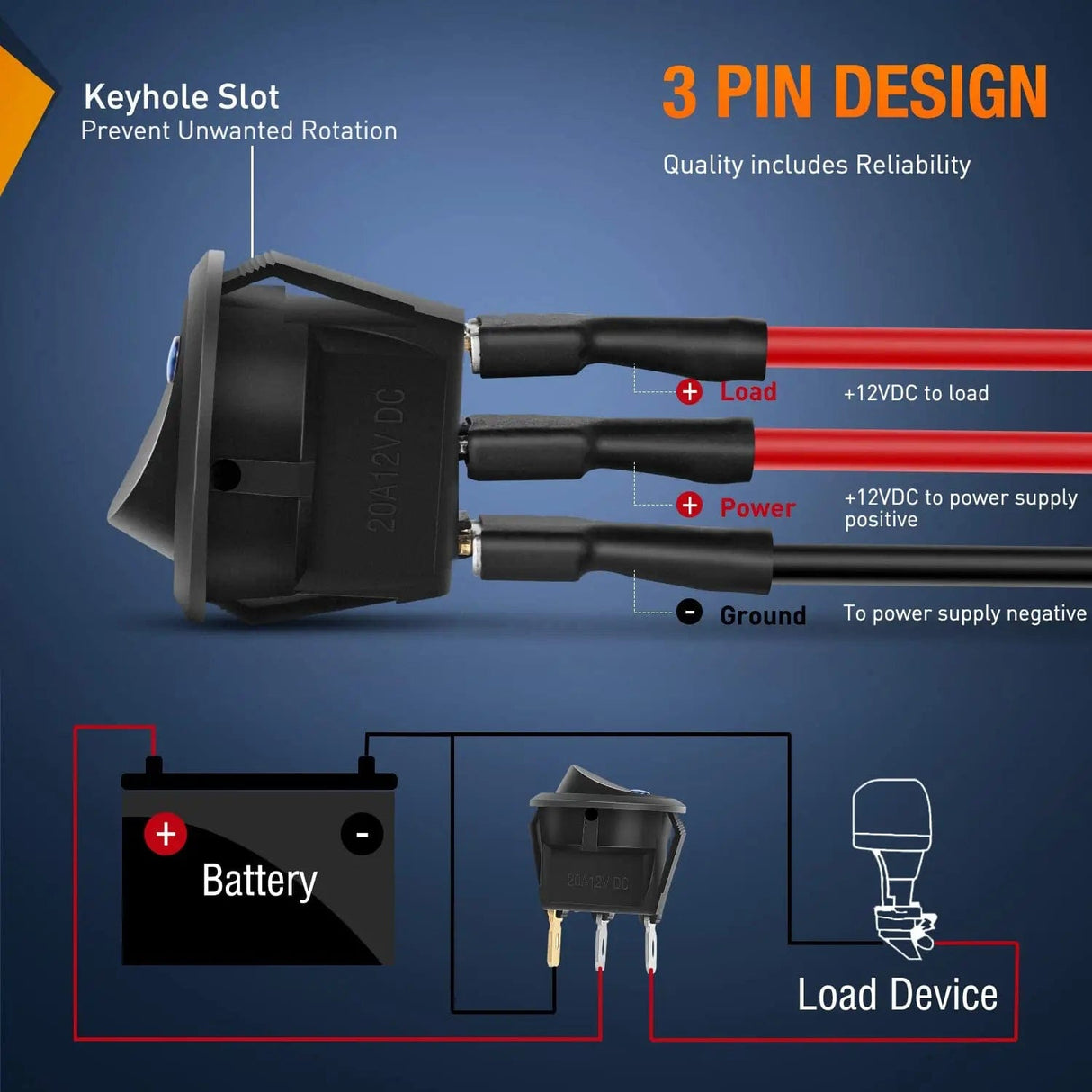 12Pcs 12V 20A Round Toggle LED Switch With Wires Nilight