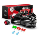 Wiring Harness Kit 12AWG Wire Harness Kit 1 Lead W/ 12V 3Pin Switch | 3 Fuses | 2 Spade Connectors