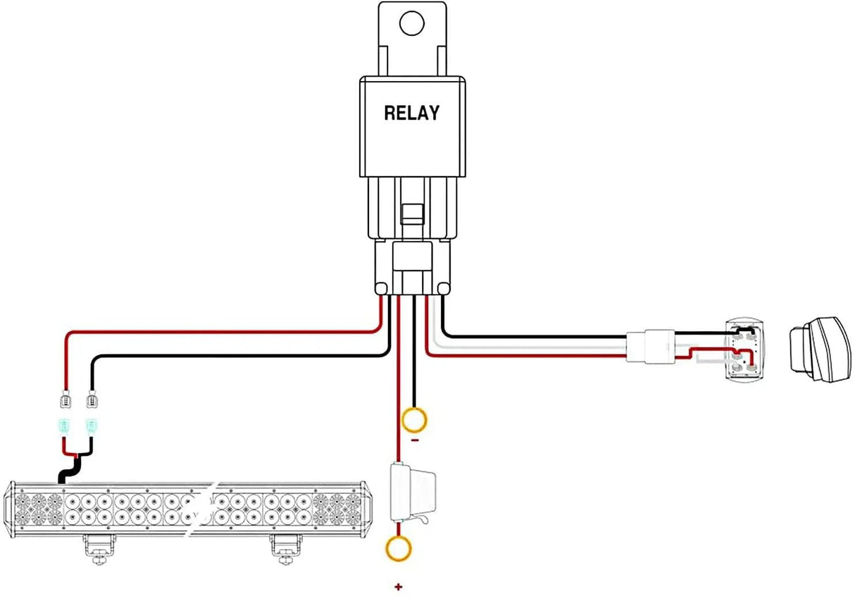 Wiring Harness Kit 12AWG Wire Harness Kit 1 Lead W/ 12V 3Pin Switch | 3 Fuses | 2 Spade Connectors