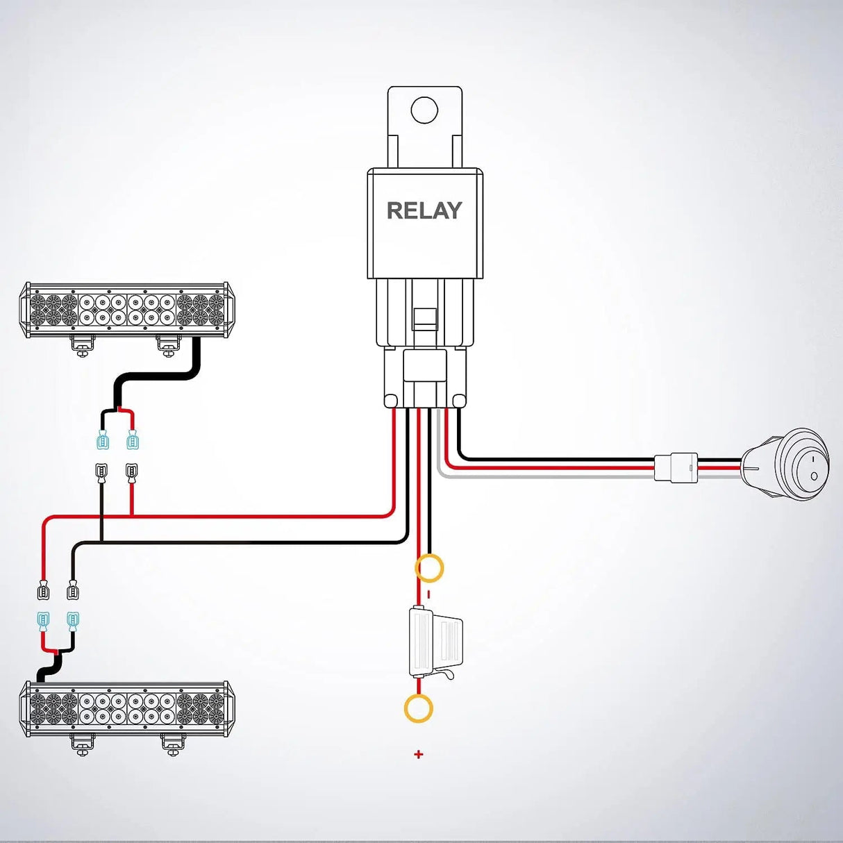 Wiring Harness Kit 12AWG Wire Harness Kit 2 Leads W/ 12V 3Pin Switch | 3 Fuses | 4 Spade Connectors